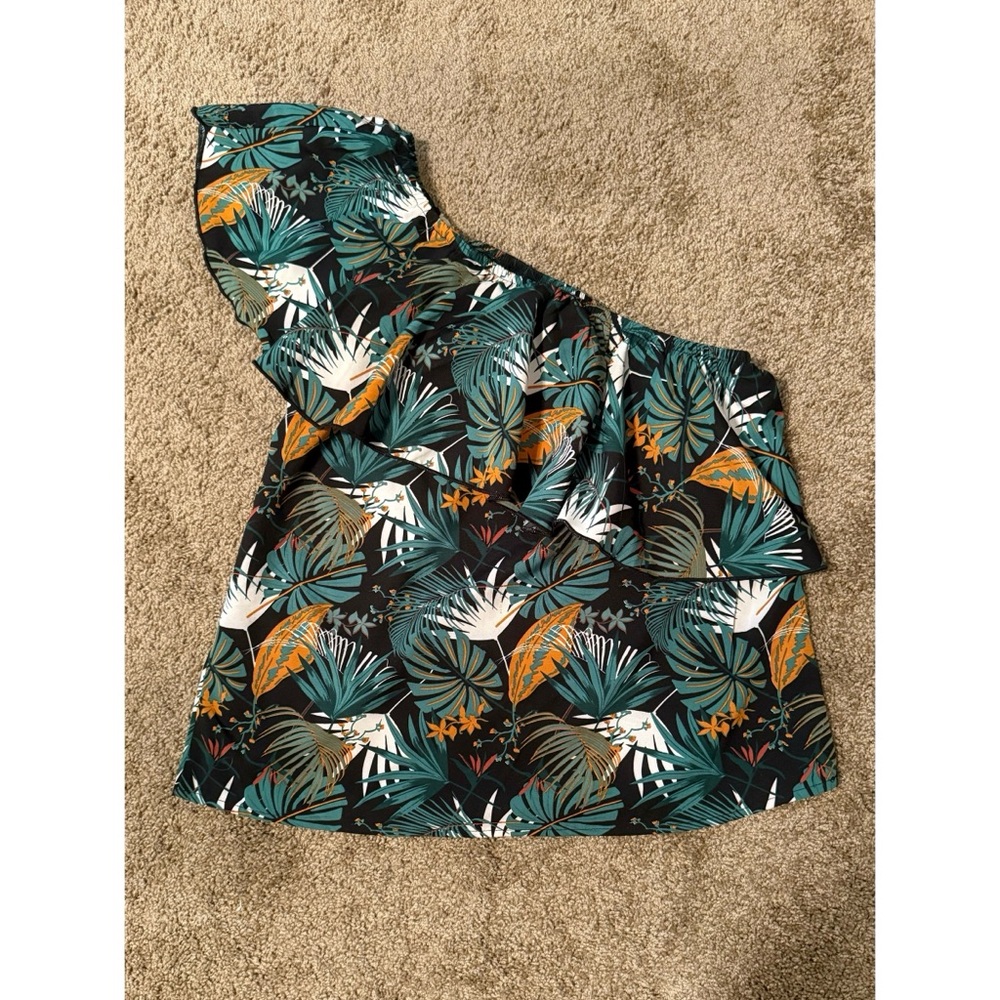 SHEIN Tropical One-Shoulder Top